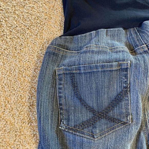 Oh Baby by Motherhood Maternity Jeans Sz M Medium Capri Blue Full Belly Band - Picture 9 of 11